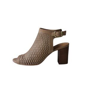 Antonio Melani Womens Lyona Tuscan Taupe Peep Toe Leather Heeled Sandals 9M